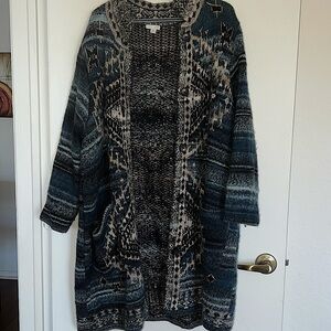 Beautiful Navy Blue tones J Jill button up winter sweater